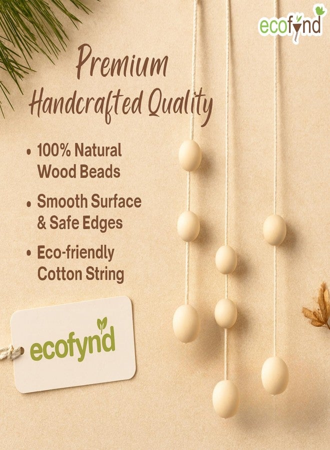 ecofynd مجموعة زينة من 3 خرزات خشبية من إيكوفيند، زينة خرزات خشبية طبيعية لتزيين الأشجار، ديكور حفلات معلق على طراز بوهيمي - Image 4